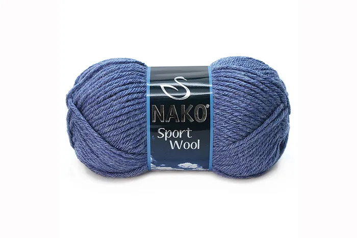 Пряжа Sport wool 100гр/120м NAKO, синій, 21362