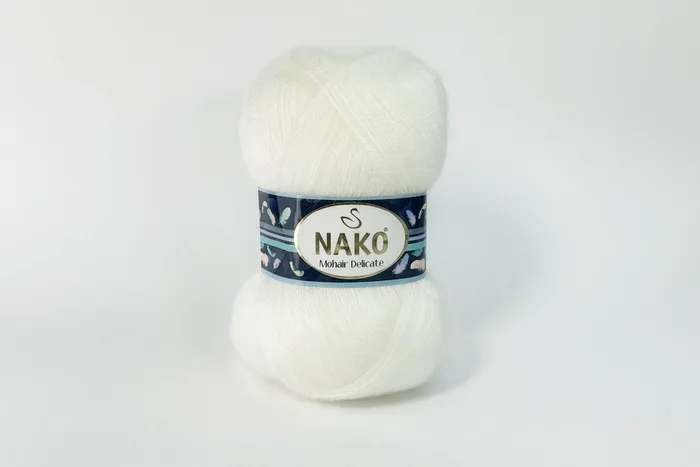Пряжа Mohair Delikate 100гр/500м NAKO, білий, 208