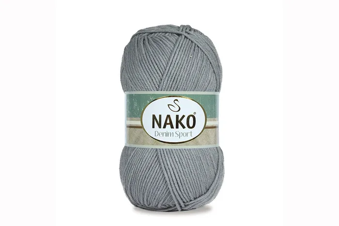 Пряжа 100гр/265м Denim sport, сірий, 1461
