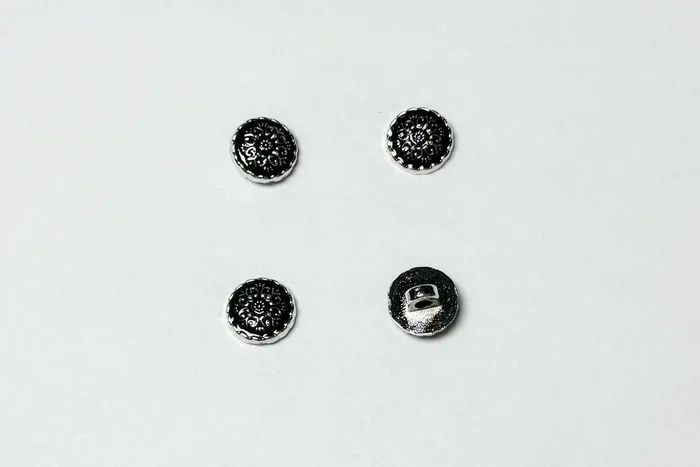 Гудзик 12 мм Mertbutton, чорний, BR-652-20-000/silver
