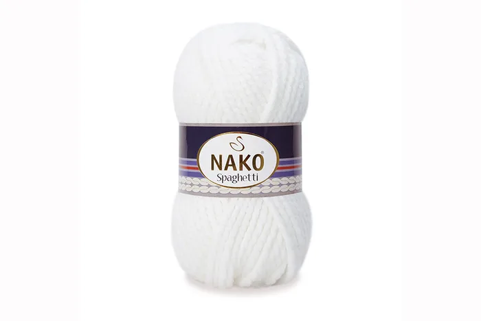 Пряжа Spaghetti 100гр/60м NAKO, білий, 208