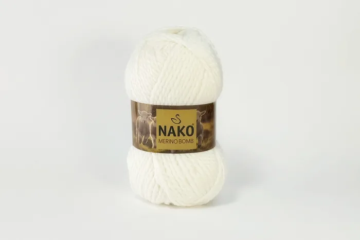 Пряжа Merino Bomb 100гр/120м NAKO, білий, 208