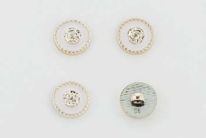 Гудзик 18 мм Mertbutton, білий, FR-18-02-28-999/gold