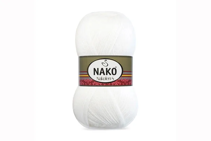 Пряжа 100гр/210м Nakolen, білий, 208