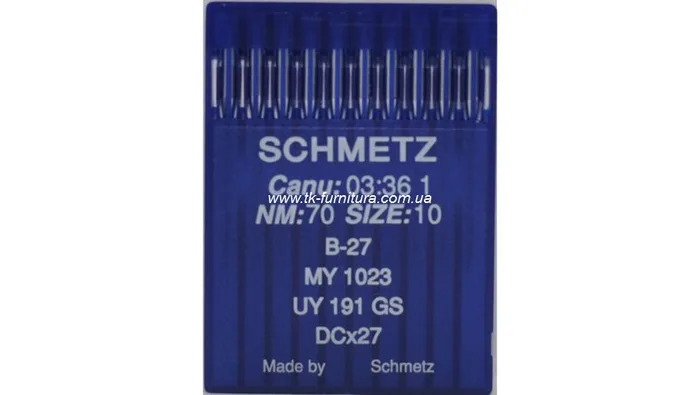 Голки №70 SCHMETZ для оверлока, кругле стандартне вістря, DCx27