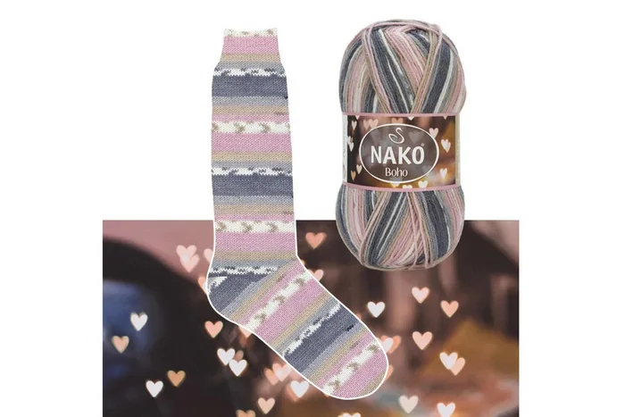 Пряжа Boho Desen 100гр/400м NAKO, секційне фарбування, 82265